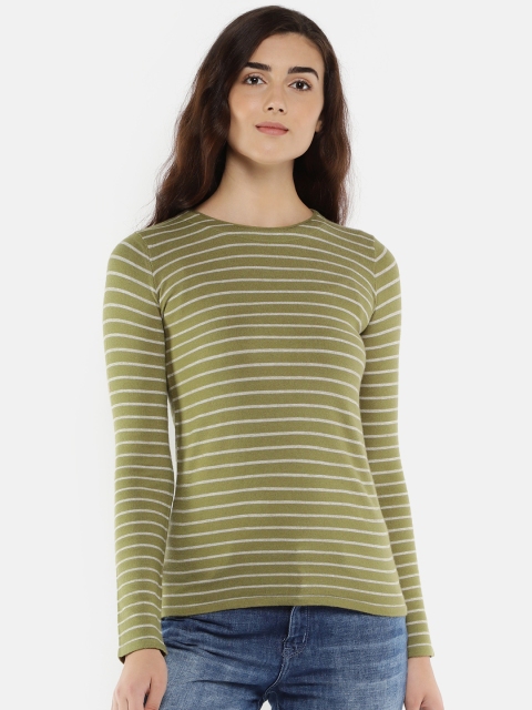 

Manola Women Olive Green Striped Top