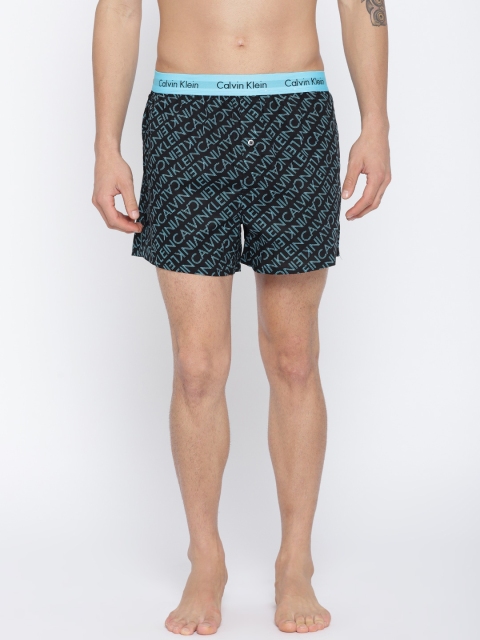

Calvin Klein Innerwear Black & Blue Printed Slim Fit Pure Cotton Boxers U15134TX