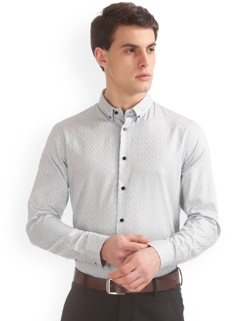 

Arrow New York Men Grey & Grey Slim Fit Printed Shirt