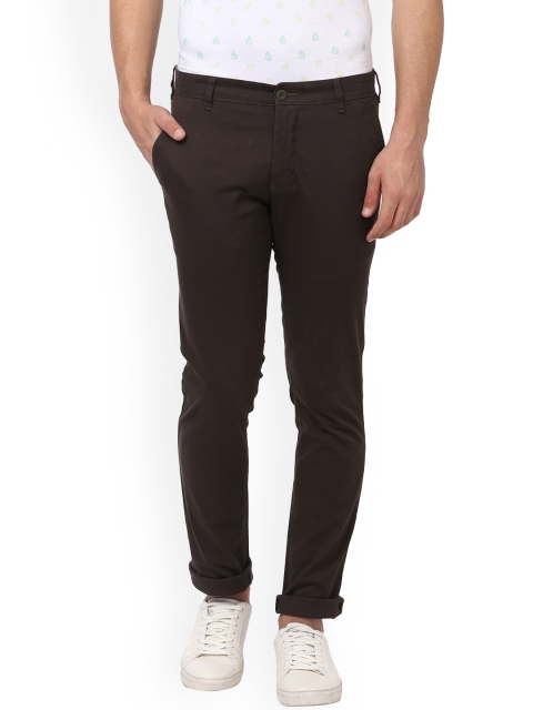 

Parx Men Olive Green & Brown Slim Fit Solid Chinos