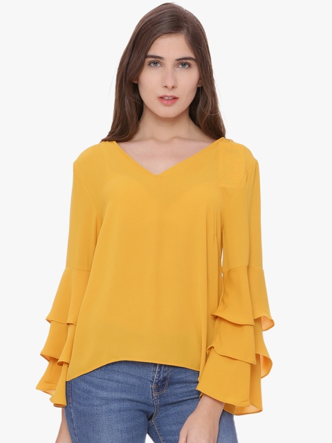 

Van Heusen Woman Women Yellow Solid A-Line Top