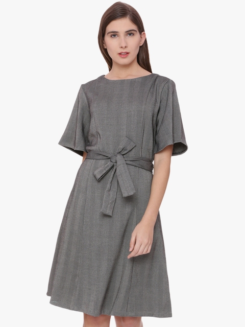 

Van Heusen Woman Women Grey Self Design A-Line Dress