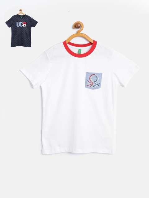 

United Colors of Benetton Boys Pack of 2 Navy Blue & White T-shirt
