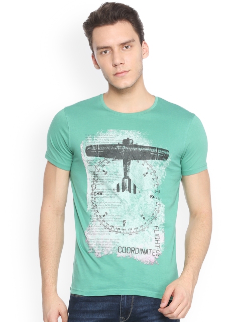 

People Men Green Printed Round Neck T-shirt