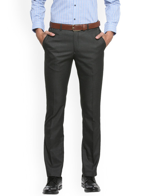 

V Dot Men Grey Skinny Fit Solid Formal Trousers