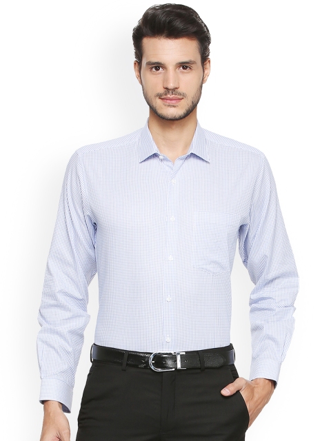 

Van Heusen Men White & Blue Regular Fit Checked Formal Shirt