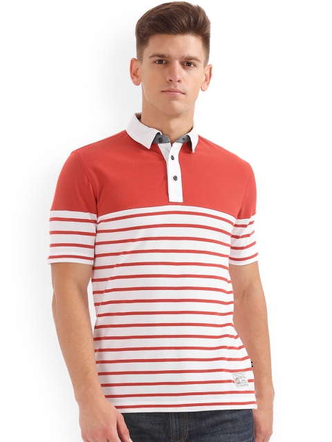 

Nautica Men Red & White Striped Polo Collar T-shirt
