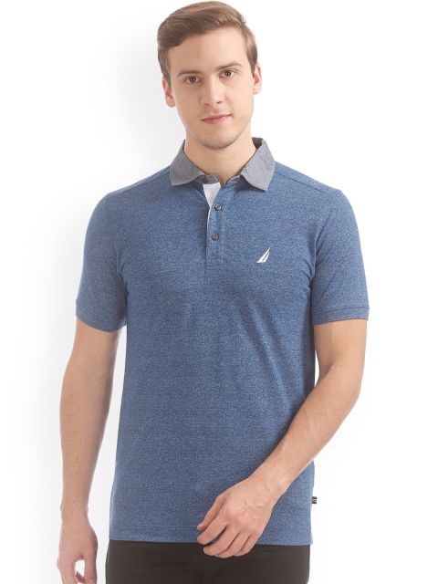 

Nautica Men Blue Solid Polo Collar T-shirt