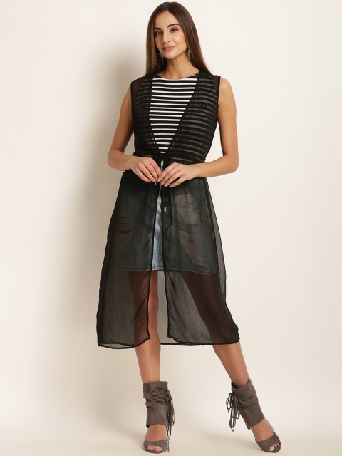 

RARE Black Printed Open Front Shrug