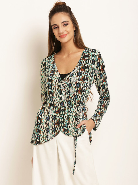 

RARE Off-White & Black Printed Open Front Shrug