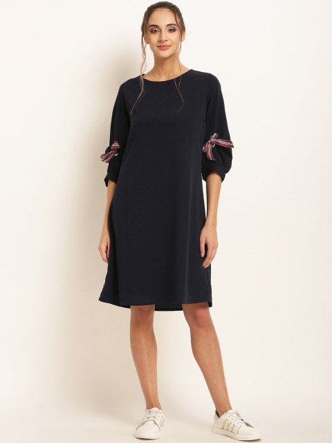 

RARE Women Navy Blue Solid A-Line Dress