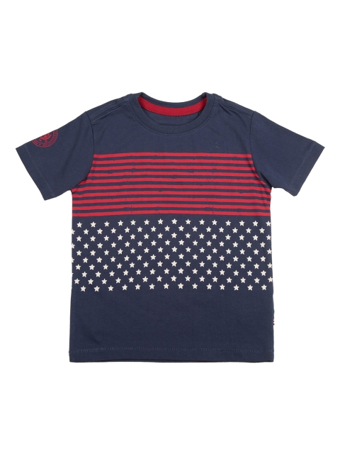 

U.S. Polo Assn. Kids Boys Navy Blue Printed Round Neck T-shirt