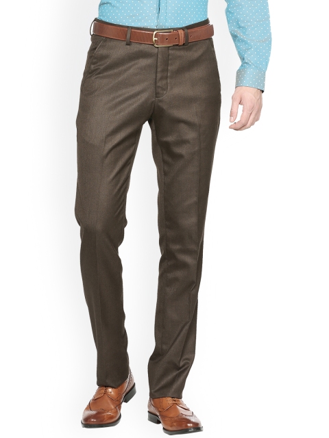 

V Dot Men Brown Slim Fit Solid Formal Trousers