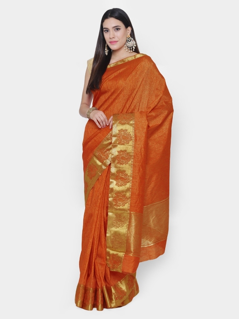 

Chhabra 555 Orange & Gold-Toned Art Silk Woven Design Banarasi Saree