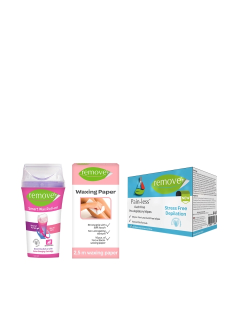 

Remove Set of Smart Wax Roll-On, Pre-Depilatory Wipes & Waxing Paper, Multi