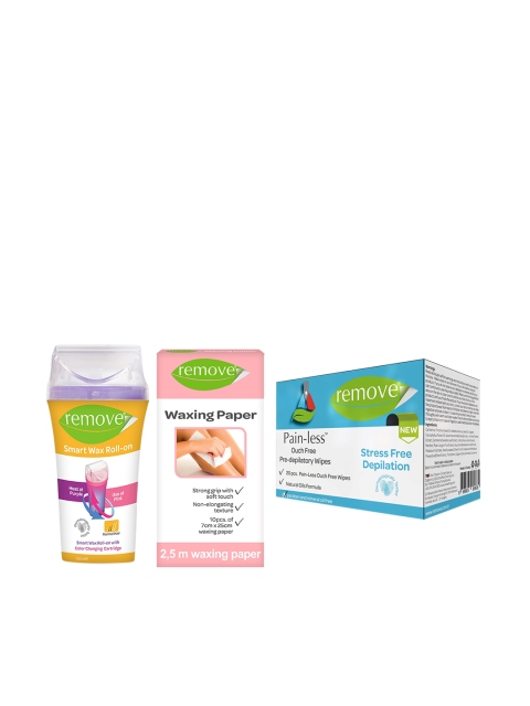 

Remove Set of Smart Wax Roll-On, Pre-Depilatory Wipes & Waxing Paper, Multi