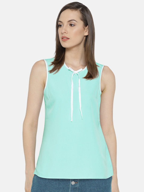 

Wills Lifestyle Women Turquoise Blue Top