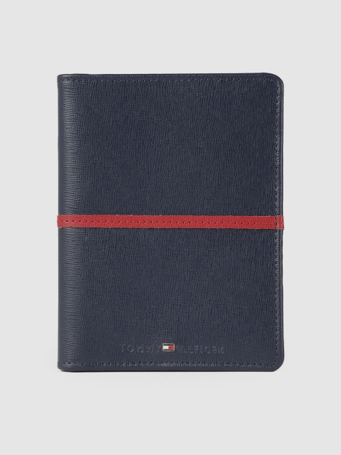 

Tommy Hilfiger Men Navy Blue Genuine Leather Solid Passport Holder