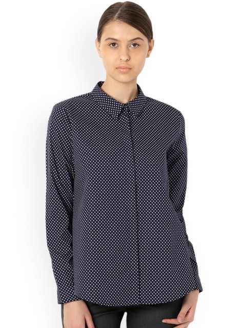 

Van Heusen Woman Women Navy Blue Regular Fit Printed Casual Shirt