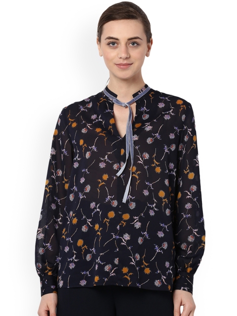 

Van Heusen Woman Women Navy Blue Printed Top
