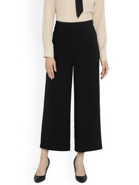 

Van Heusen Woman Women Black Regular Fit Solid Culottes