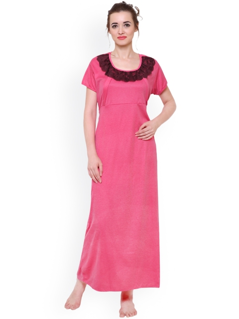 

Klamotten Pink Solid Maternity Feeding Nightdress F7R