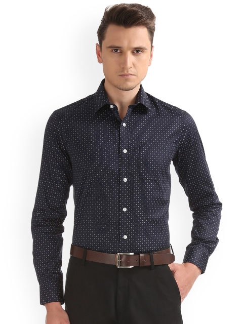

Arrow Men Navy Blue Slim Fit Printed Formal Shirt
