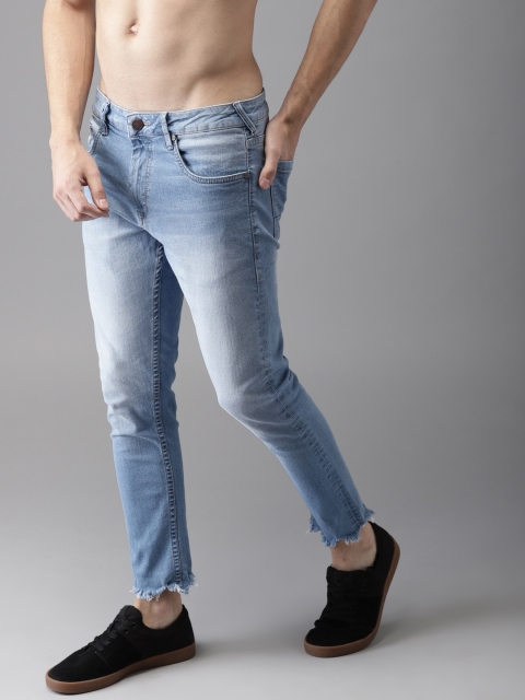 

HERE&NOW Men Blue Skinny Fit Mid-Rise Clean Look Stretchable Cropped Jeans