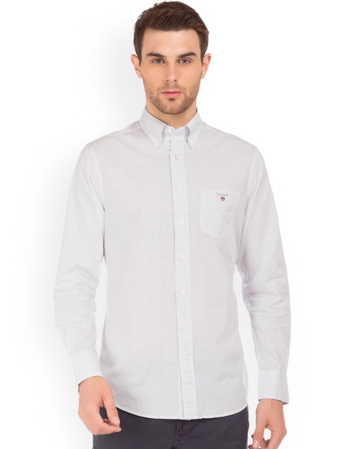 

GANT Men White Regular Fit Printed Casual Shirt