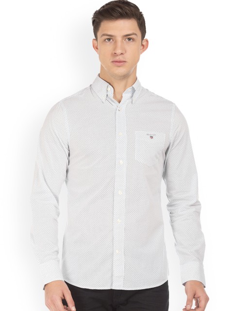 

GANT Men White Slim Fit Printed Casual Shirt