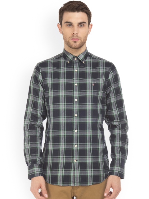 

GANT Men Green & Navy Blue Regular Fit Checked Casual Shirt