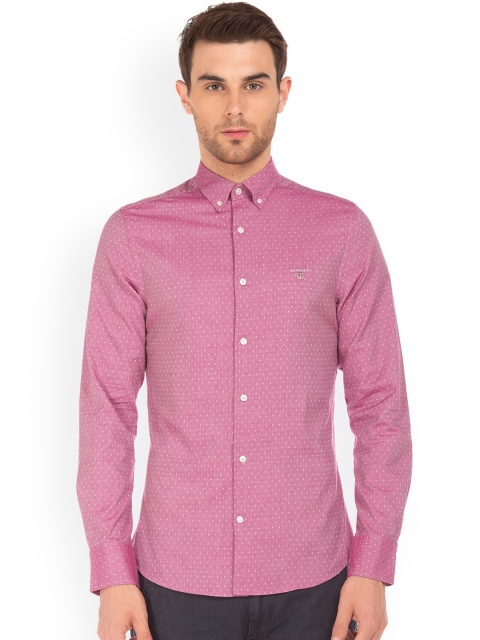 

GANT Men Pink Slim Fit Printed Casual Shirt