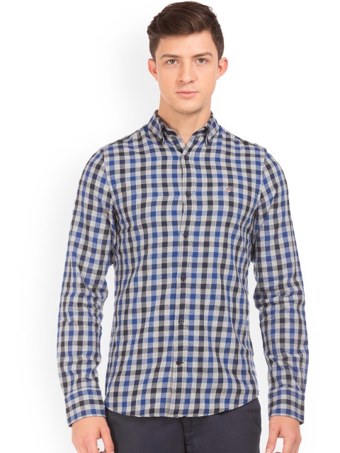

GANT Men Blue & Grey Slim Fit Checked Casual Shirt