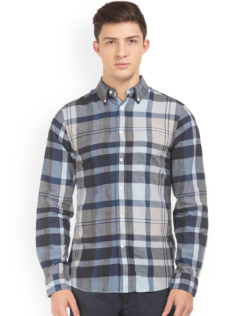 

GANT Men Blue & Grey Slim Fit Checked Casual Shirt