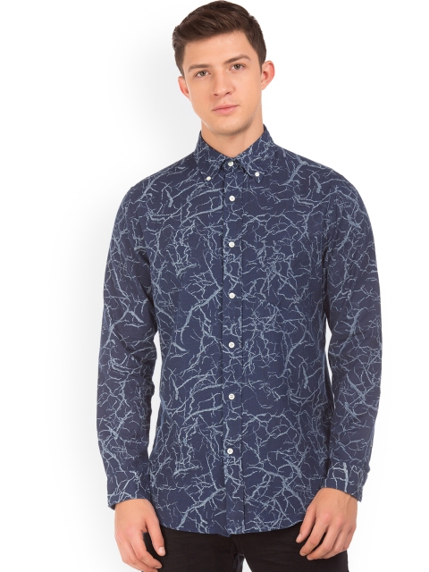 

GANT Men Navy Blue Regular Fit Printed Casual Shirt