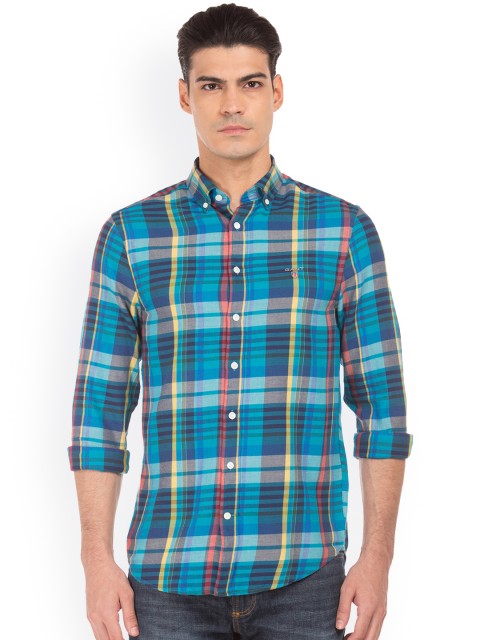 

GANT Men Blue Regular Fit Checked Casual Shirt