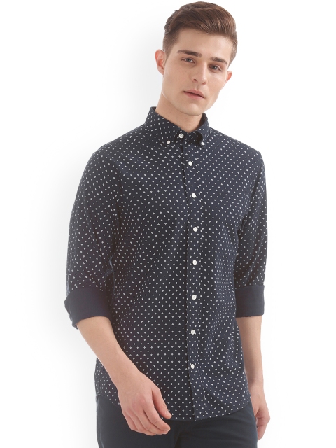 

GANT Men Navy Blue Regular Fit Printed Casual Shirt