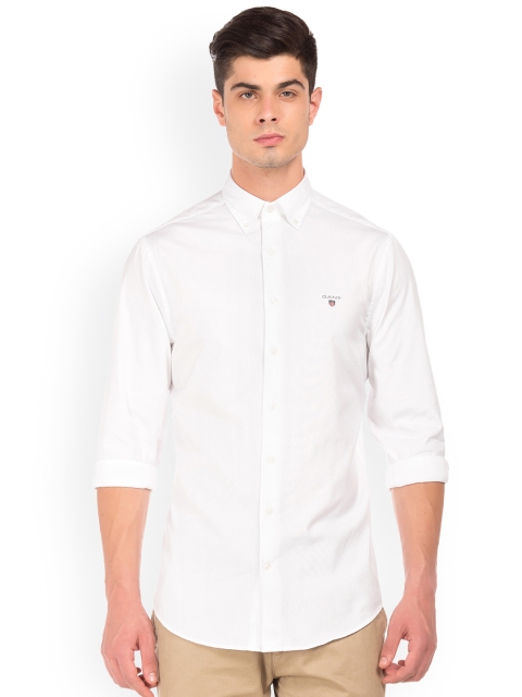 

GANT Men White Regular Fit Solid Casual Shirt
