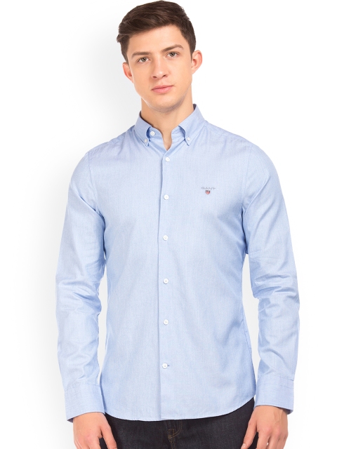 

GANT Men Blue Slim Fit Solid Casual Shirt