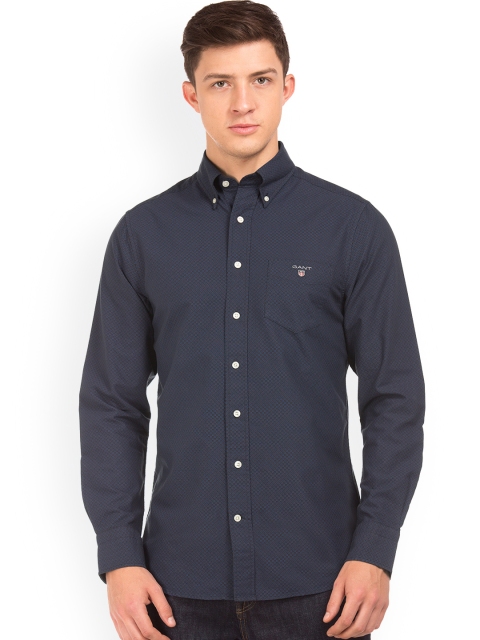

GANT Men Navy Blue Regular Fit Self Design Casual Shirt