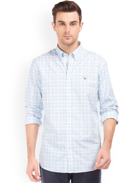 

GANT Men Blue Regular Fit Checked Casual Shirt