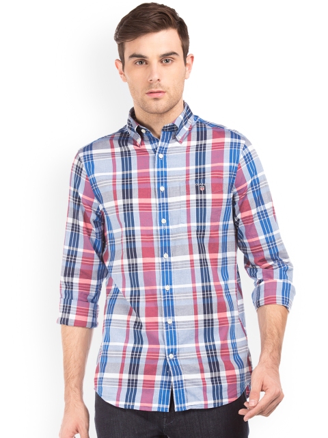 

GANT Men Pink & Blue Regular Fit Checked Casual Shirt