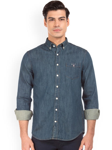 

GANT Men Blue Regular Fit Solid Casual Shirt