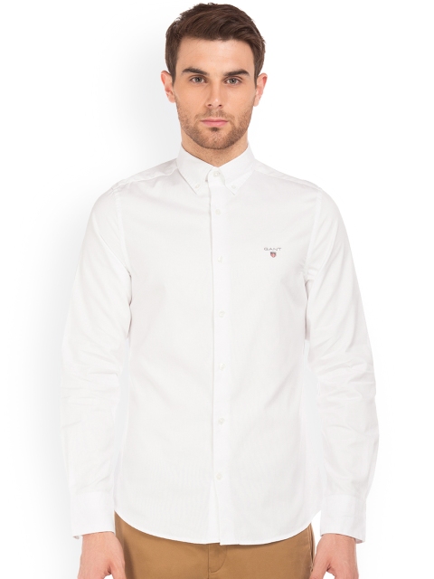 

GANT Men White Slim Fit Solid Casual Shirt