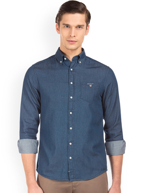 

GANT Men Navy Blue Regular Fit Solid Casual Shirt