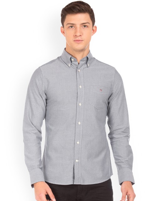 

GANT Men Grey Slim Fit Printed Casual Shirt