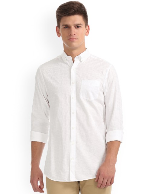 

GANT Men White Regular Fit Self Design Casual Shirt