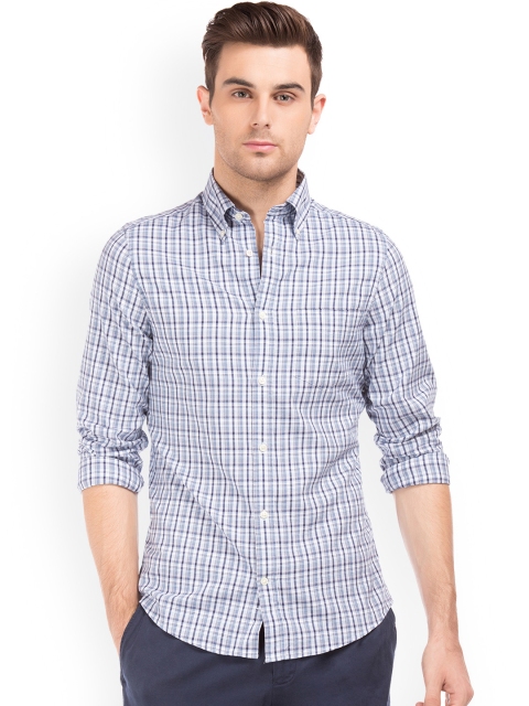 

GANT Men Blue & White Regular Fit Checked Casual Shirt