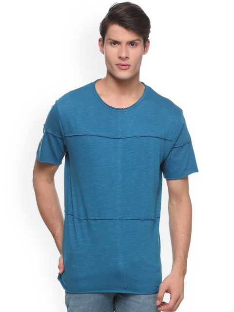 

People Men Blue Solid Round Neck T-shirt