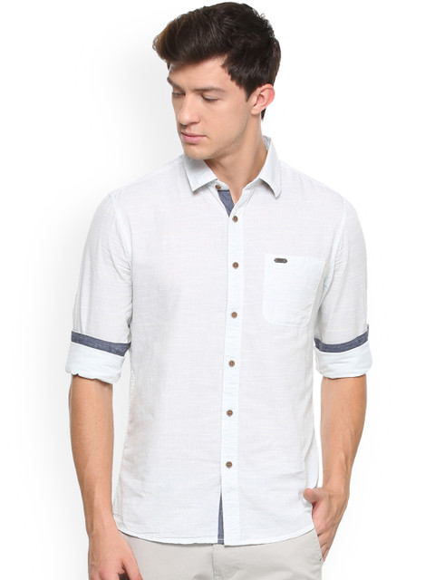 

People Men White Regular Fit Solid Casual Shirt